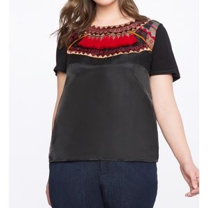 Eloquii embroidered tassel top Sz 14